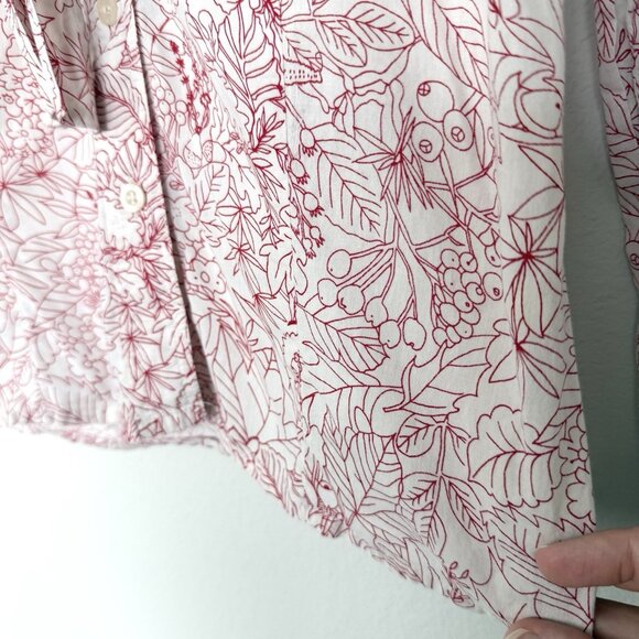 Cherry Print Long Sleeve Blouse Womens‎ Size XS Tie Neck Preppy Whimsical Casual - Picture 4 of 7